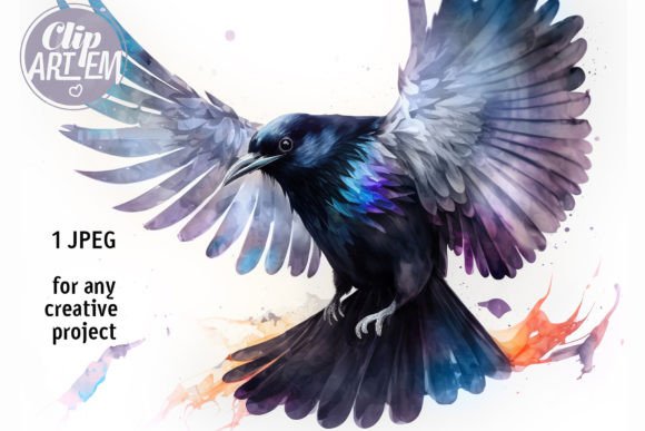 Download Flying Raven Crow Wall Art Image Jpg - Premium Bundle
