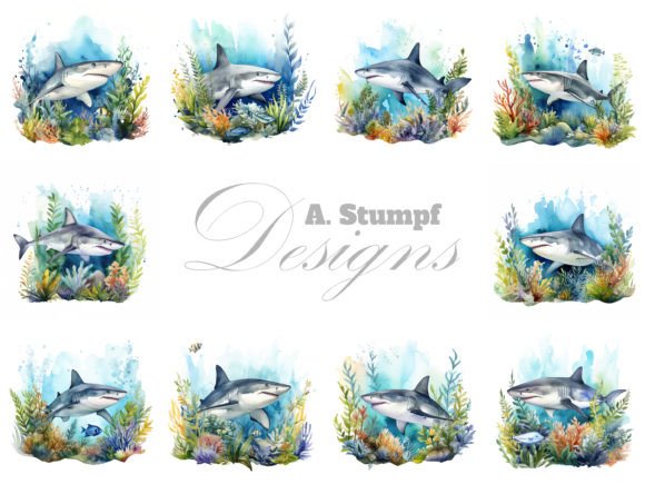 Download Shark Watercolor Clipart Image Set - Premium Resources